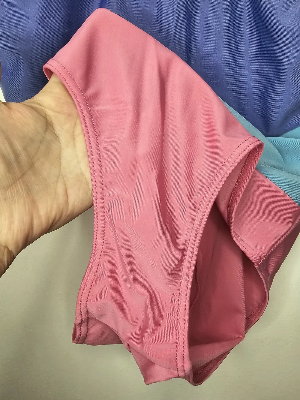 Circo Colorblock One Piece Swimsuit L Pink Purple Blue Mesh Back